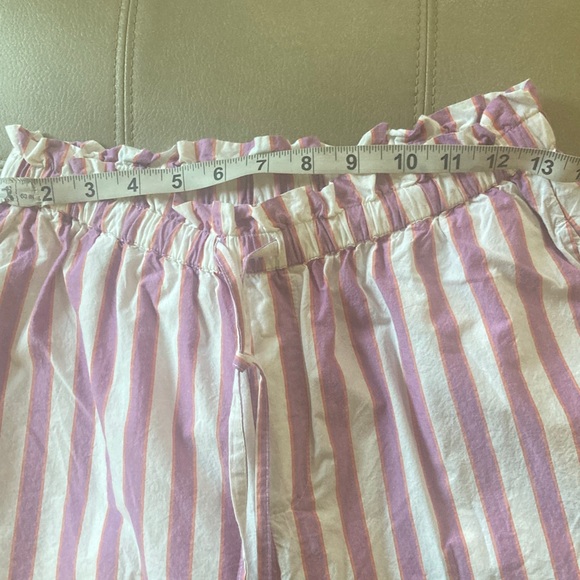 Womens Anthropologie Pink/purple & White Striped Cotton ok wide leg pants - Picture 2 of 9